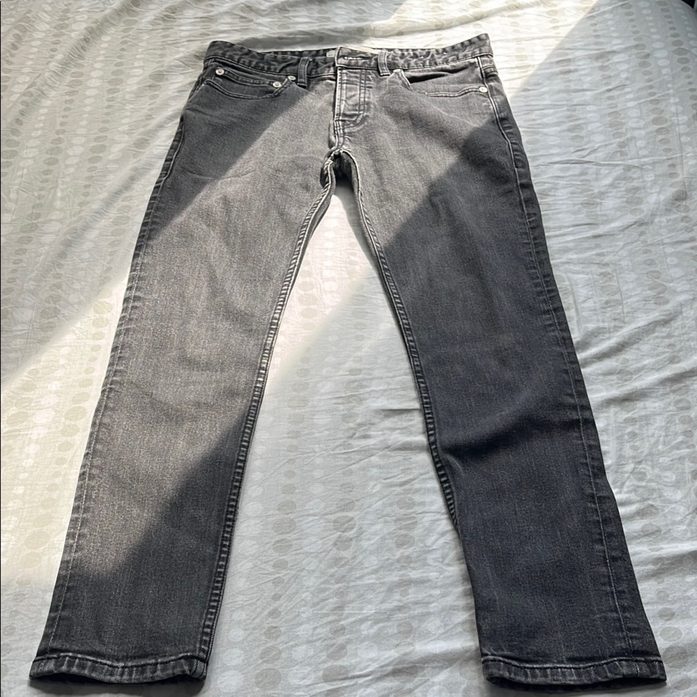 Topman Gray Straight Jeans Unique Two-Tone Design